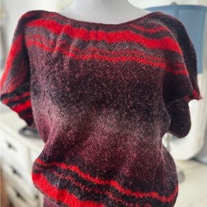 Free People Red,Gray, Black Striped Knit Sweater